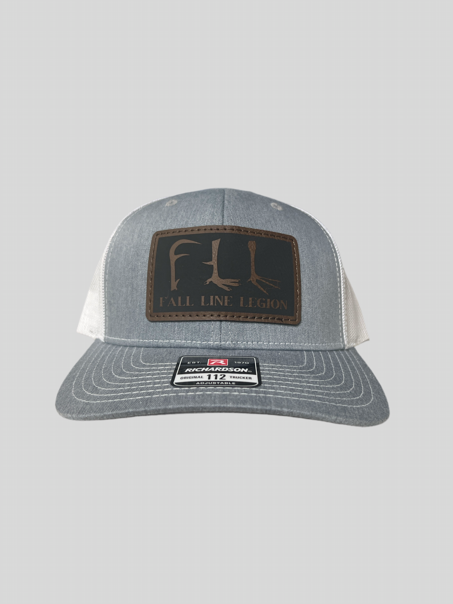 Heather Gray and White Leather Patch Hat