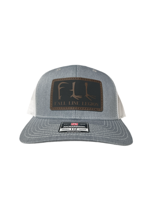 Heather Gray and White Leather Patch Hat