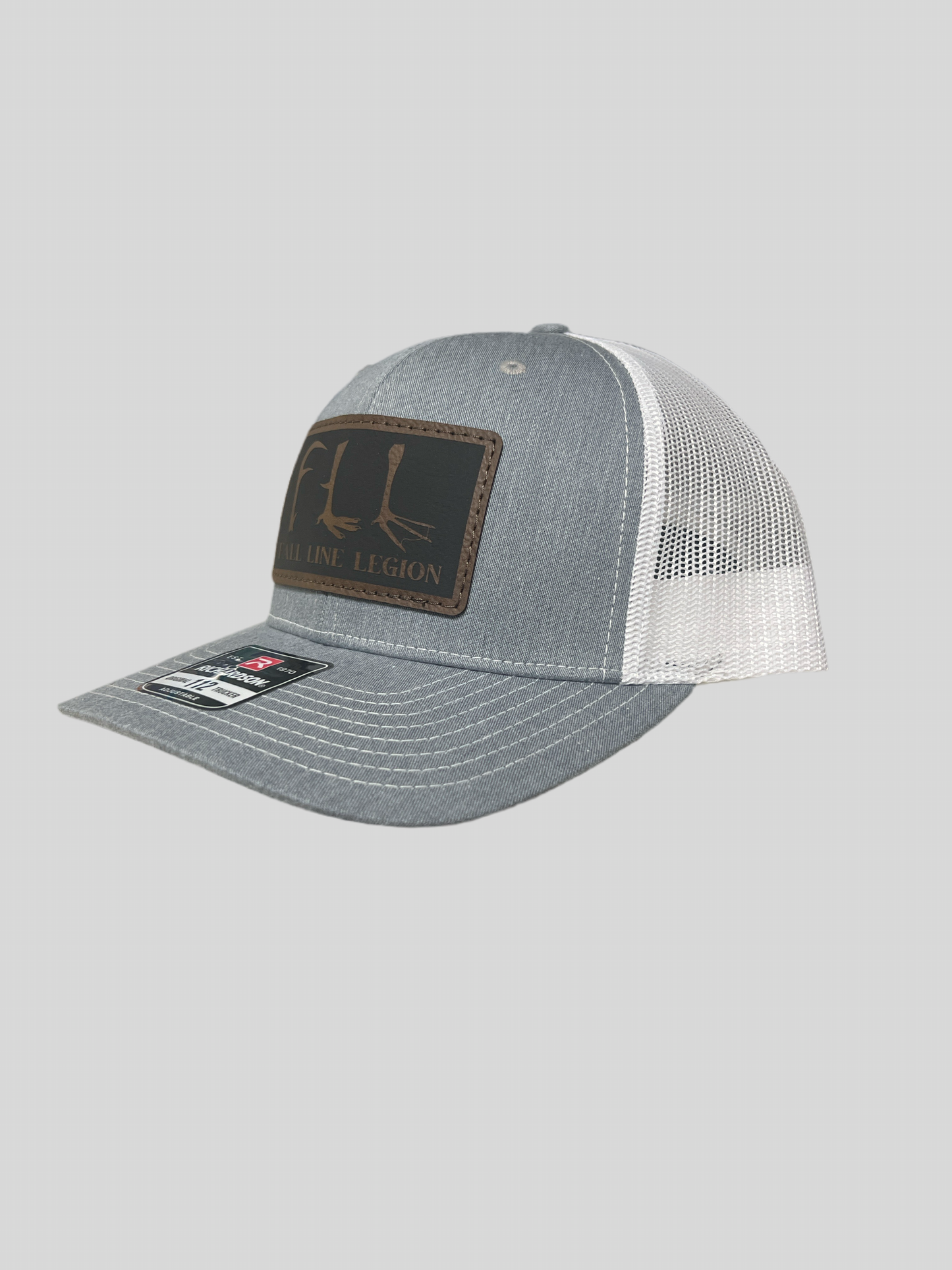 Heather Gray and White Leather Patch Hat