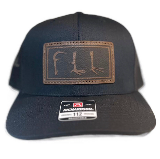 Leather Patch Snapback Black