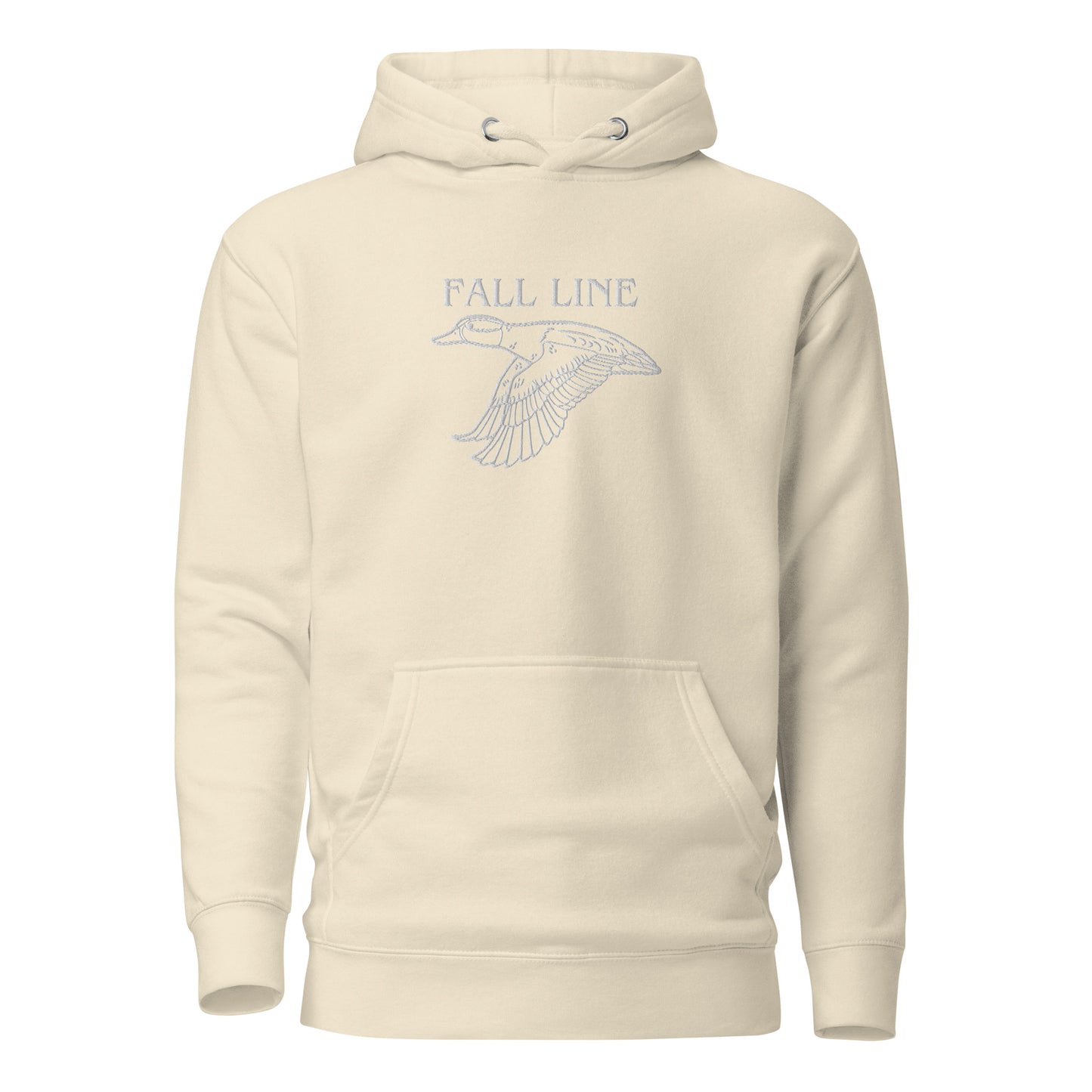 Embroidered White Teal Premium Hoodie