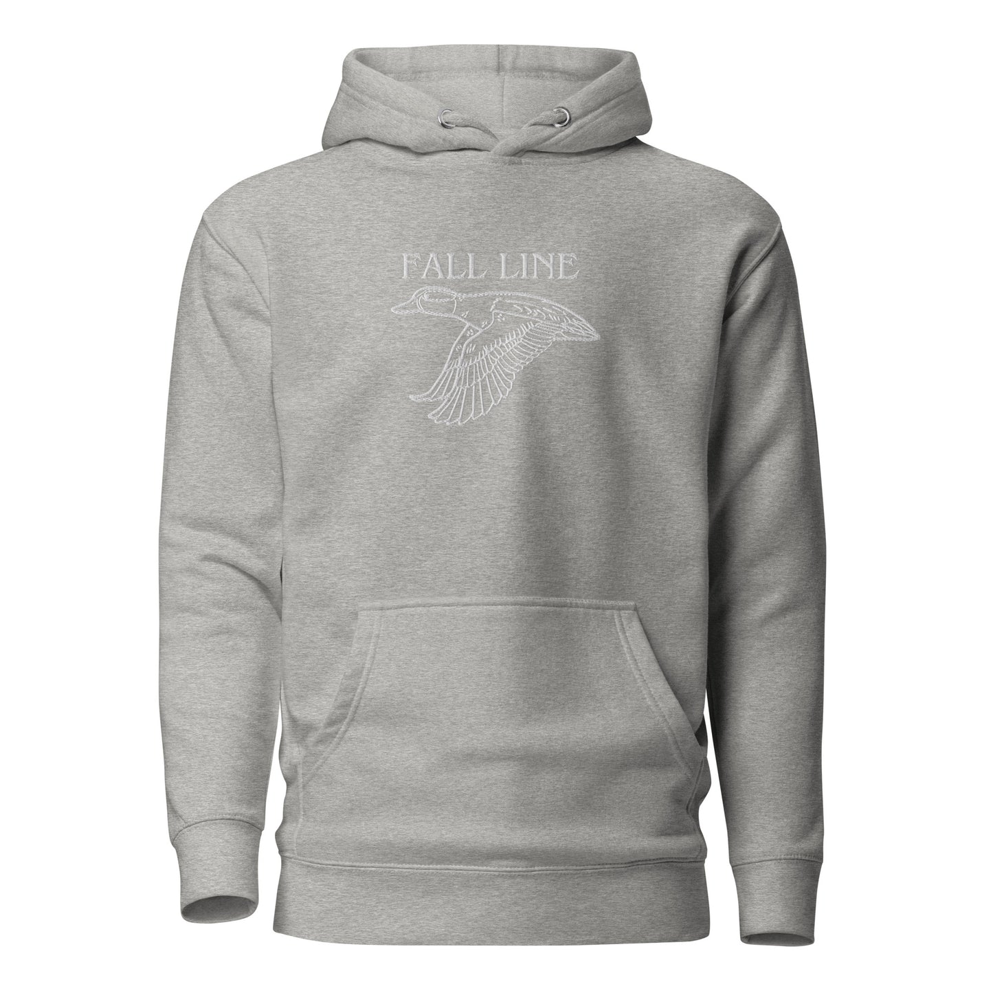 Embroidered White Teal Premium Hoodie